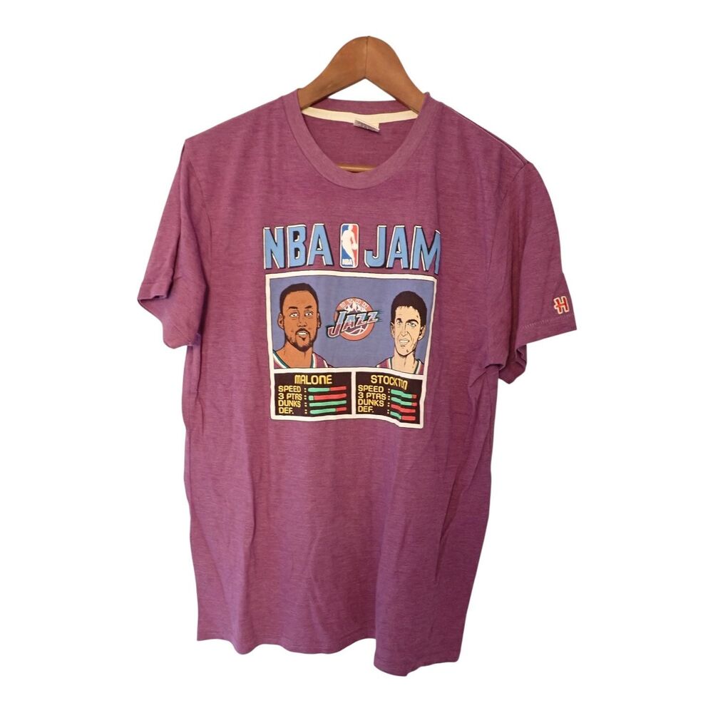 Homage Shirt Mens M NBA Jam Utah Jazz Malone Stockton Graphic Tee Purple